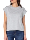 EARNEST SEWN WOMENS RIBBED TRIM CROPPED T-SHIRT