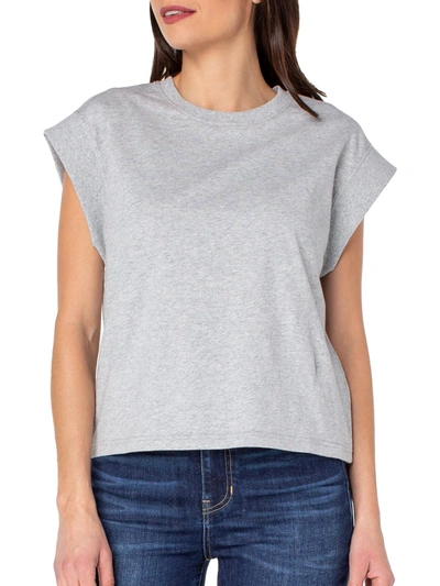 Earnest Sewn Womens Ribbed Trim Cropped T-shirt In Grey