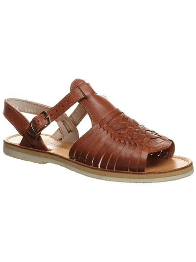 Bearpaw Gloria Womens Leather Woven Huarache Sandals In Brown