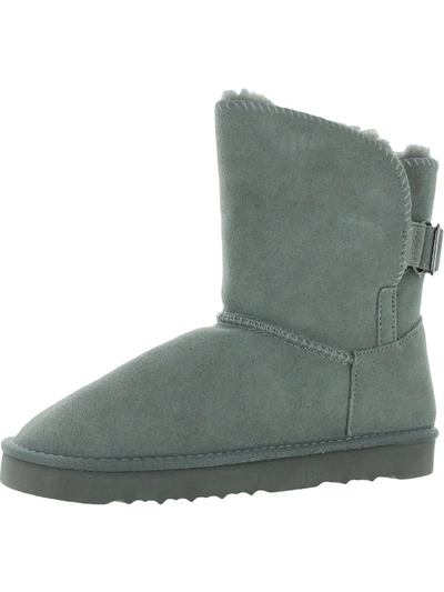 Style & Co Teenyy Womens Suede Pull On Ankle Boots In Grey