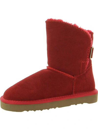 Style & Co Teenyy Womens Suede Pull On Ankle Boots In Red