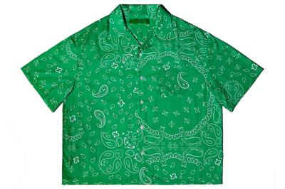 Pre-owned Garment Workshop Cotton Bandana Paisley Summer Shirt Emerald Green