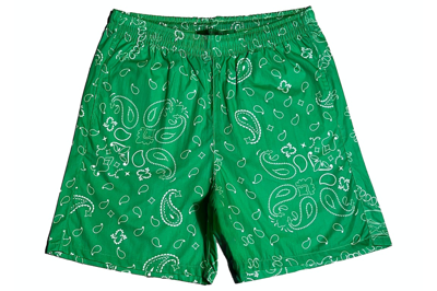 Pre-owned Garment Workshop Cotton Bandana Paisley Summer Shorts Emerald Green
