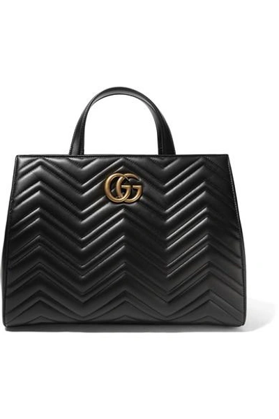 Gucci Gg Marmont Medium Quilted Leather Tote In Black
