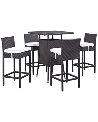 Modway Convene 5-piece Outdoor Patio Pub Set In Brown