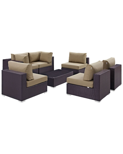 Modway Convene 7-piece Outdoor Patio Sectional Set In Brown