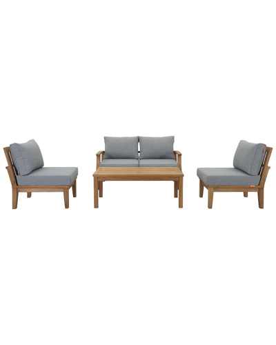 Modway Marina 5-piece Teak Outdoor Patio Set In Beige