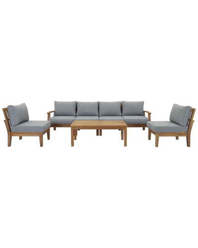 Modway Marina 7-piece Teak Outdoor Patio Set In Beige