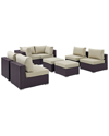 Modway Convene 8-piece Outdoor Patio Sectional Set In Brown
