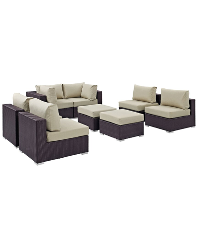 Modway Convene 8-piece Outdoor Patio Sectional Set In Brown