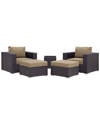 Modway Convene 5-piece Outdoor Patio Sectional Set In Brown