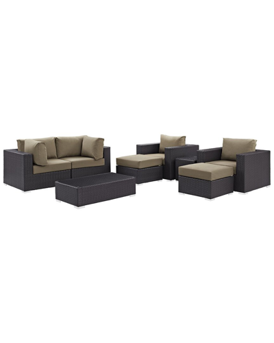 Modway Convene 8-piece Outdoor Patio Sectional Set In Brown