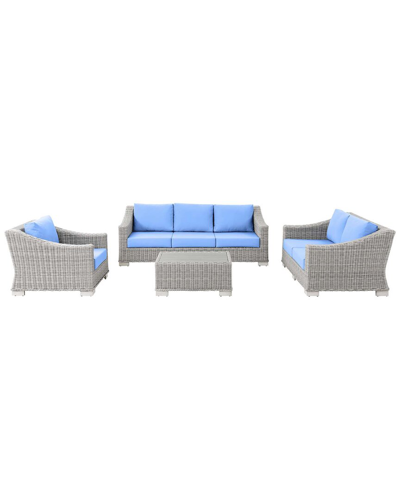 Modway Conway 4-piece Outdoor Patio Rattan Furniture Set In Gray