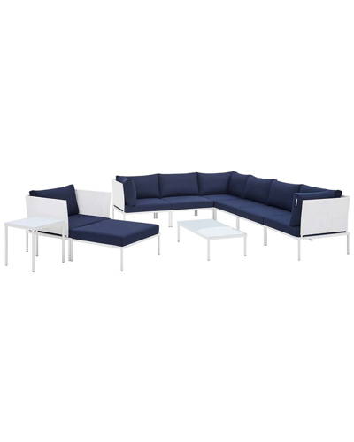 Modway Harmony 10-piece Sunbrella Outdoor Patio Sectional Sofa Set In White