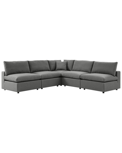 Modway Commix 5-piece Outdoor Patio Sectional Sofa In Charcoal