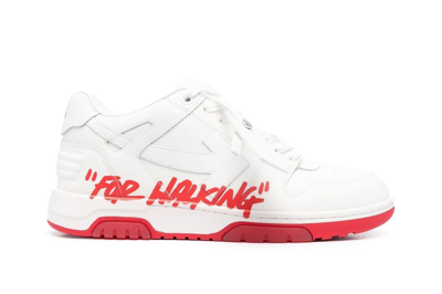 Pre-owned Off-white Out Of Office Ooo Low Tops White Red In White/red
