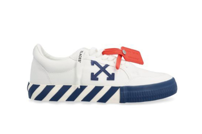 Pre-owned Off-white Vulcanized Low White Blue Canvas In White/blue