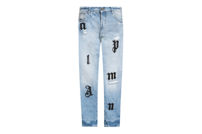 Pre-owned Palm Angels Logo Patches Jeans Blue
