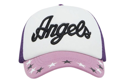 Pre-owned Palm Angels Star Trucker Cap Lilac/black