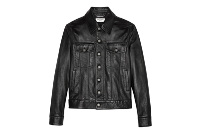 Pre-owned Saint Laurent Denim-style Lambskin Leather Jacket Black