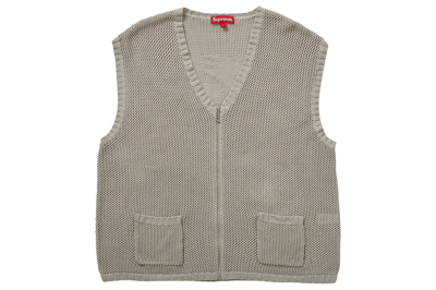 Pre-owned Supreme Dragon Zip Up Sweater Vest Stone