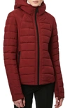 Bernardo Hooded Quilted Water Repellent Jacket In Red Sangria