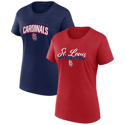 Fanatics Women's  Red, Navy Washington Nationals Fan T-shirt Combo Set In Red,navy