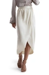 Reiss Ivory Tyra Silk High-low Wrap Skirt In Ivory