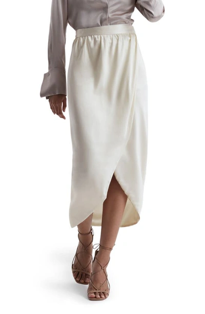 Reiss Ivory Tyra Silk High-low Wrap Skirt