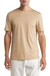 Ralph Lauren Purple Label Luxury Lisle Logo Embroidered Cotton T-shirt In Classic Tan