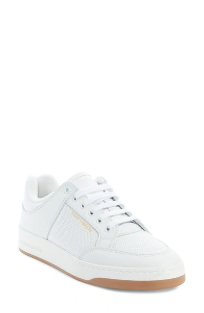 Saint Laurent Calfskin Flat Sole Low-top Sneakers In White