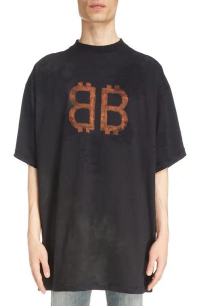 Balenciaga Crypto T Shirt Oversized In 1055 Washed Black