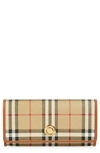 Burberry 'halton' Beige Wallet With Branded Button In Check Fabric Woman In Archive Beige