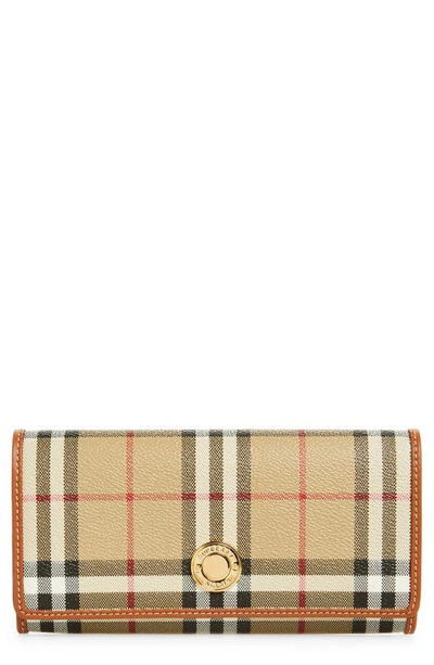 Burberry Woman Printed Canvas And Leather Continental Wallet In Archive Beige