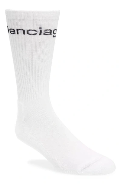 Balenciaga .com Crew Socks In White/ Black