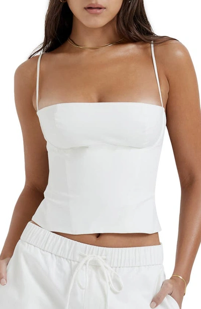 House Of Cb Audette Structured Cotton Twill Corset Top In White