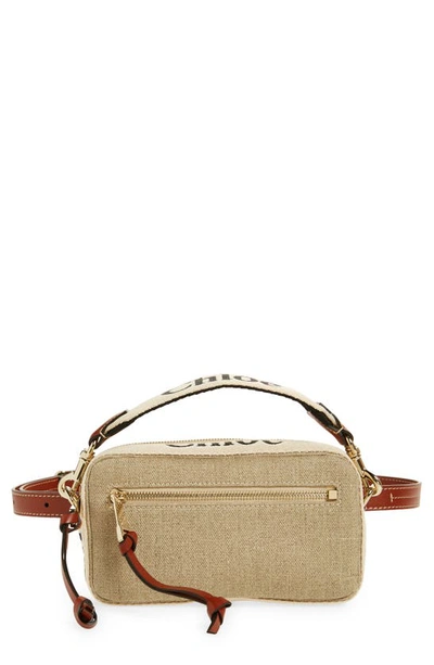 Chloé Woody Linen Canvas Belt Bag In Multicolor