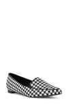 Nine West Abay Pointed Toe Flat In Black White Houndstooth