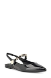 Nine West Brulia Slingback Pointed Toe Flat In Black Patent