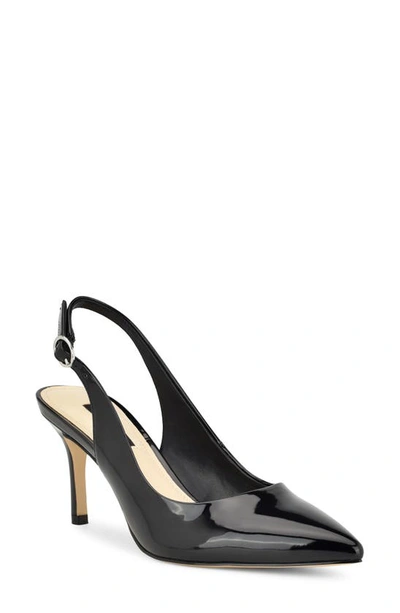 Nine West Menora Slingback Pointed Toe Pump In Black Patent