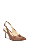 Nine West Menora Slingback Pointed Toe Pump In Brown Patent