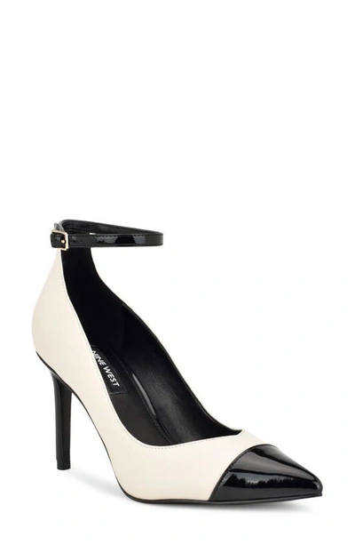 Nine West Erenn Ankle Strap Pointed Toe Pump In Ivory