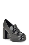 Nine West Zest Patent Loafer Pump In Black Patent