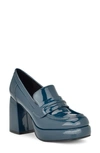 Nine West Verge Loafer Pump In Teal Blue Patent