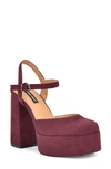 Nine West Stacie Platform Pump In Dark Red