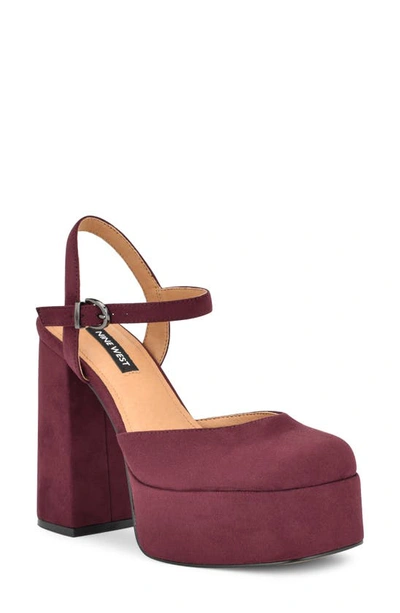 Nine West Stacie Platform Pump In Dark Red