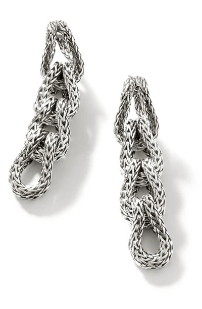 John Hardy Silver Chain Classic Asli Link Drop Earrings In Silver-tone