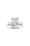 Hautecarat Radiant Cut & Pavé Lab Created Diamond 18k Gold Ring In 18k Rose Gold