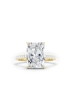 Hautecarat Radiant Cut & Pavé Lab Created Diamond 18k Gold Ring In 18k Yellow Gold