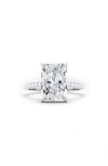 Hautecarat Radiant Cut & Pavé Lab Created Diamond 18k Gold Ring In 18k White Gold